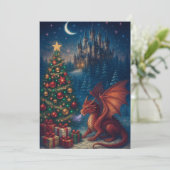 Drachen-Weihnachtsbaum Feiertagskarte (Stehend Vorderseite)