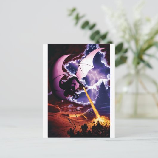 Drachenangriff Postkarte (Stehend Vorderseite)