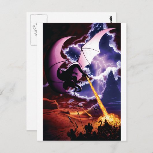 Drachenangriff Postkarte (Vorne/Hinten)
