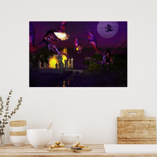 Drachenangriff von David und Michelle Wilder Poster (Küche)