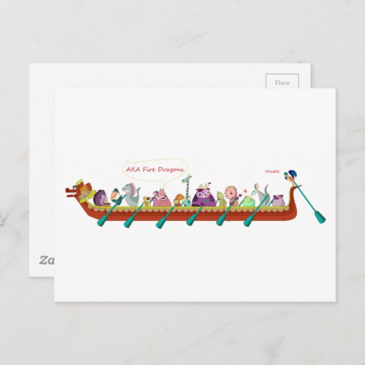 Drachenboot - Feuerdrachen Postkarte (Vorne/Hinten)