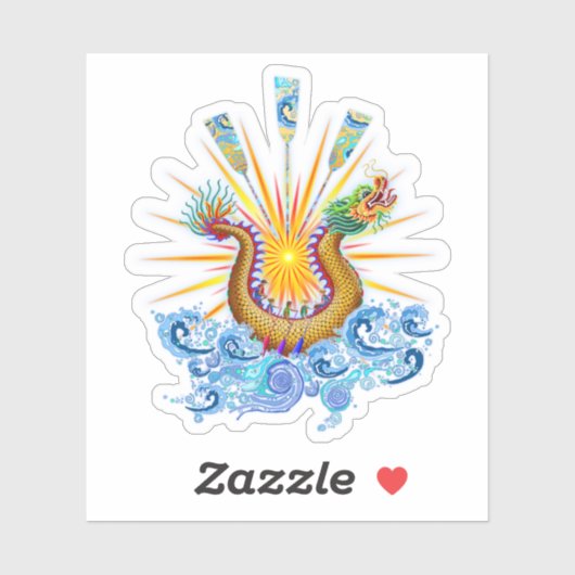 Drachenboot-Logo mit Sun Rays Aufkleber (Blatt)