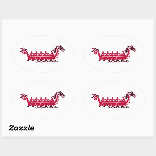 Drachenboot Ovaler Aufkleber (Blatt)