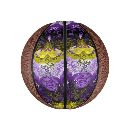 DrachenDamaskus ohne Binäre - Flag für nicht binär Mini Basketball (Vertikal)