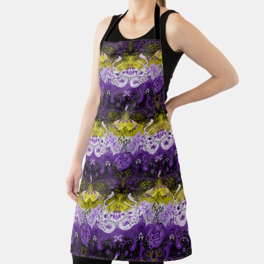 DrachenDamaskus ohne Binäre - Flag für nicht binär Schürze (InSitu)