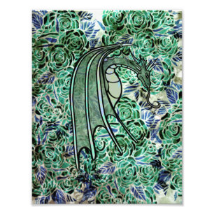 Drachendrachen Grüne Natur Drachen Abstrakte Rose Fotodruck