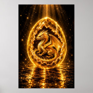 Drachenei mit goldenem Aura Poster