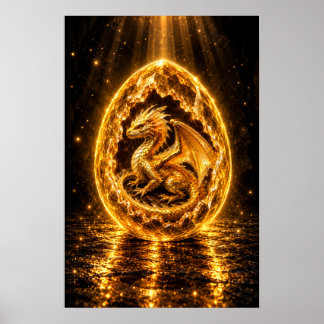 Drachenei mit goldenem Aura Poster