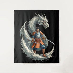 Dracheneifer: Der Samurai erwacht / Vintage Art Wandteppich
