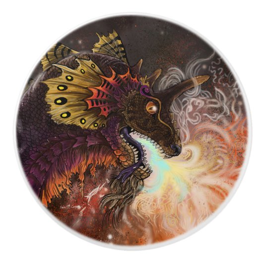 Dracheneigenschaft der Feuerspitzel Keramikknauf (Vorderseite)