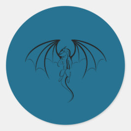 Drachenemblem der Black Fantasy Silhouette Runder Aufkleber