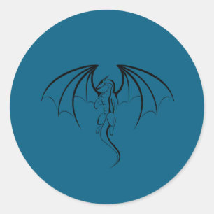 Drachenemblem der Black Fantasy Silhouette Runder Aufkleber