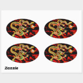 Drachenfeuer auf Glücksenergie Ovaler Aufkleber (Blatt)