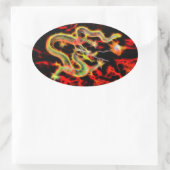 Drachenfeuer auf Glücksenergie Ovaler Aufkleber (Tasche)