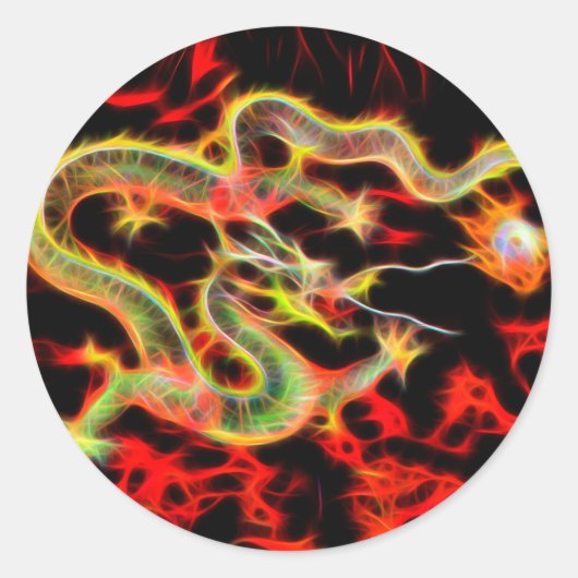 Drachenfeuer auf Glücksenergie Runder Aufkleber (Vorderseite)