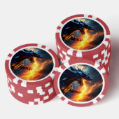 Drachenfeuer-Blitzkampf zwei Pokerchips (Stapel)
