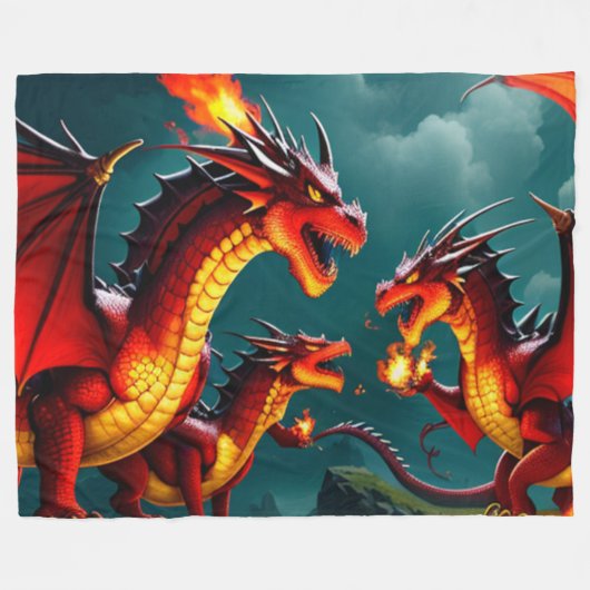 Drachenfeuer Fleecedecke (Vorderseite (Horizontal))
