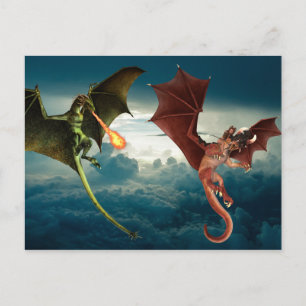 Drachenfeuer-Schlacht-Fantasy Postkarte