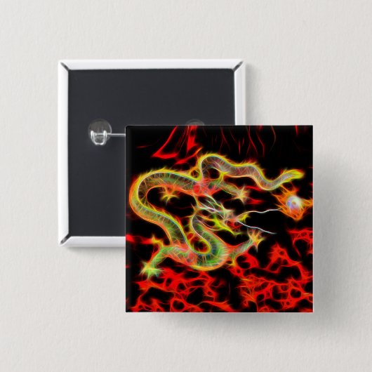 Drachenfeuerdekor auf Lucky Energy Button (Vorne & Hinten)