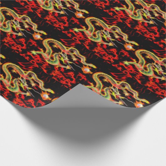 Drachenfeuerdekor auf Lucky Energy Geschenkpapier (Ecke)