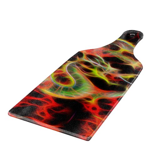 Drachenfeuerdekor auf Lucky Energy Schneidebrett (Ecke)