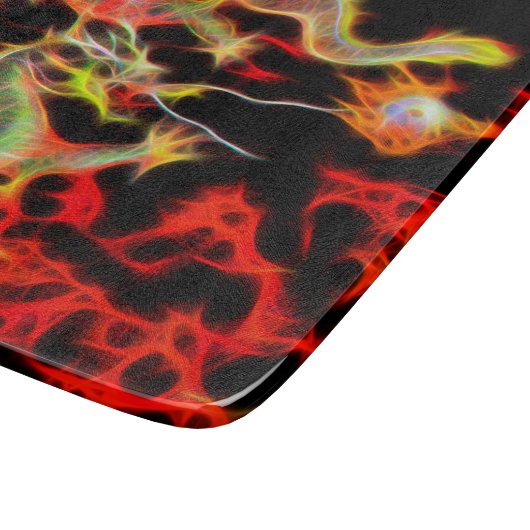 Drachenfeuerdekor auf Lucky Energy Schneidebrett (Ecke)