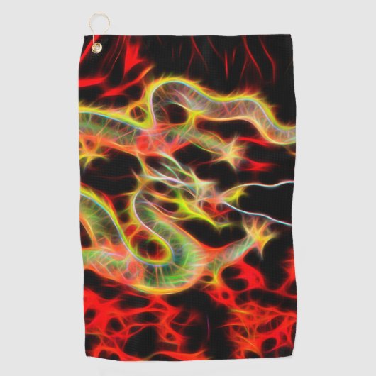 Drachenfeuerdekor Golfhandtuch (Vorderseite)