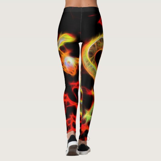 Drachenfeuerdekor Leggings (Rückseite)