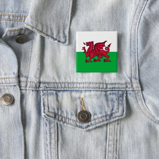 Drachenflagge Wales, keltisch-walisische Nationalf Button (Beispiel)