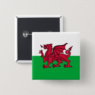 Drachenflagge Wales, keltisch-walisische Nationalf Button