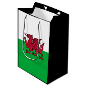 Drachenflagge Wales, keltisch-walisische Nationalf Mittlere Geschenktüte (Vorderseite Schrägansicht)