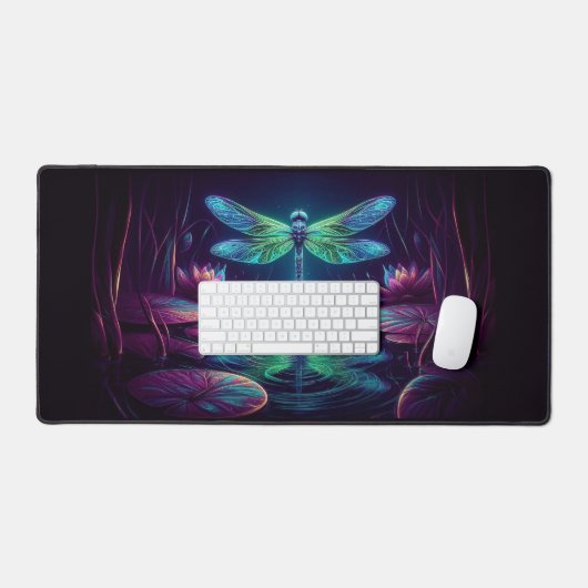 Drachenfliege, Augen fangende Neontiere Schreibtischunterlage (Tastatur & Maus)