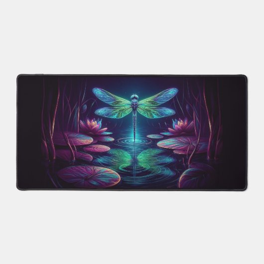 Drachenfliege, Augen fangende Neontiere Schreibtischunterlage (Vorderseite)