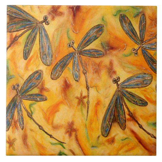 Drachenfliege Feuer Fliese (Vorderseite)