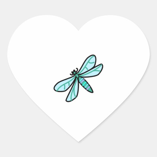 Drachenfliege Herz-Aufkleber (Vorderseite)