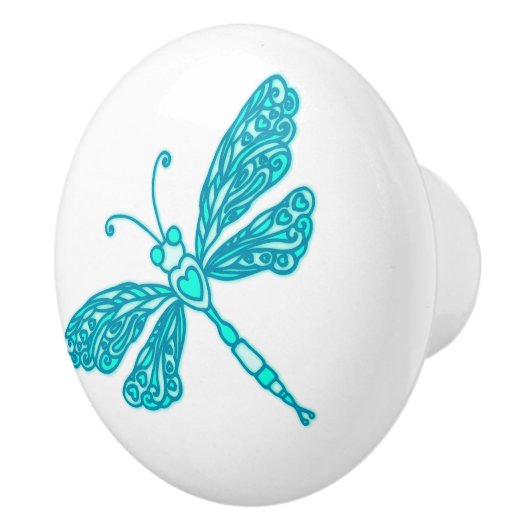 Drachenfliege in Aqua Keramikknauf (Rechts)