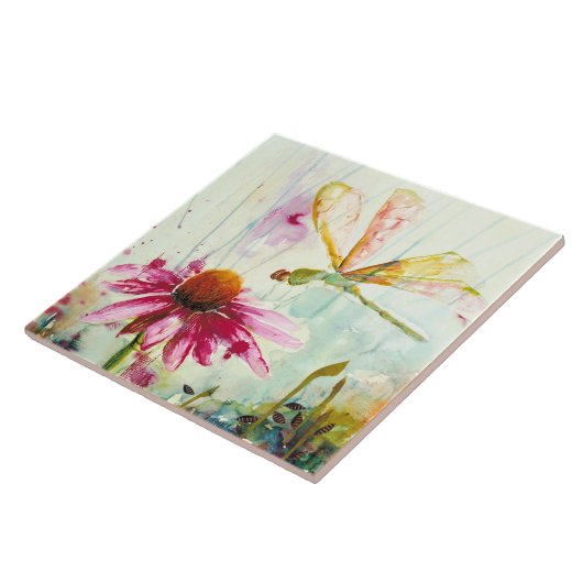 Drachenfliege Keramik Tile/Trivet (6" Quadrat) Fliese (Seite)