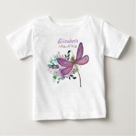 Drachenfliege macht einen Wunsch Lila, der als neu Baby T-shirt