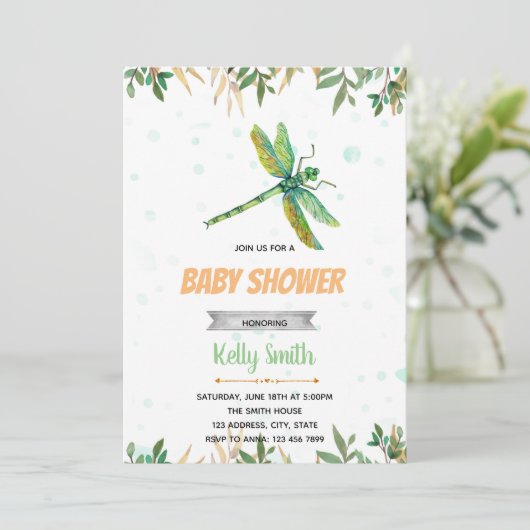 Drachenfliege-Party Einladung (Stehend Vorderseite)