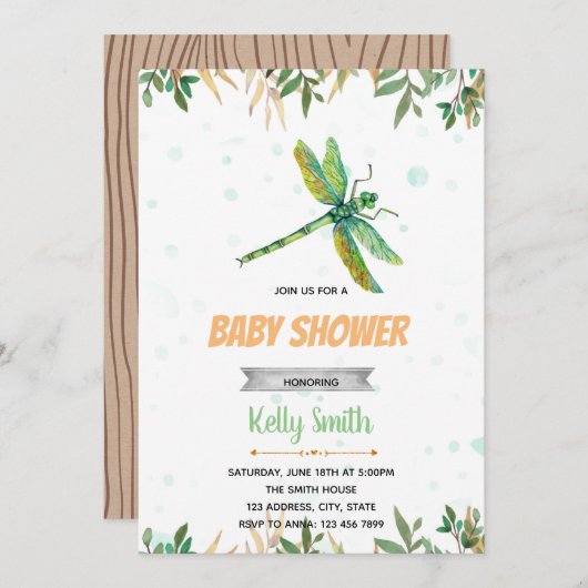 Drachenfliege-Party Einladung (Vorne/Hinten)