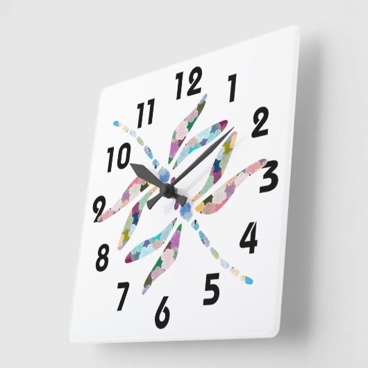 Drachenfliege Quadratische Wanduhr (Winkel)