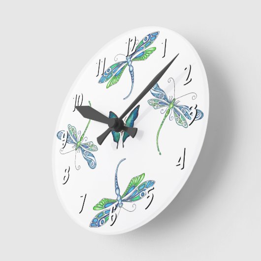 Drachenfliege Runde Wanduhr (Winkel)