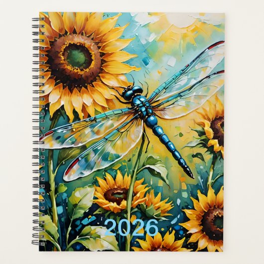 Drachenfliege. Whimsical Dragon Fly. Sonnenblumen Planer (Vorderseite)