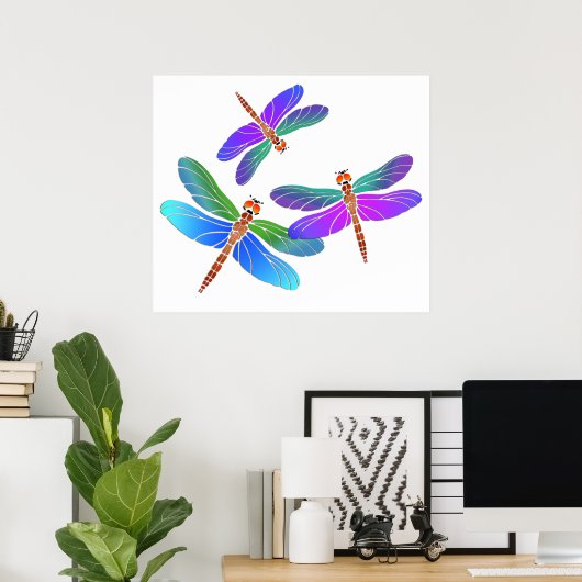 Drachenfliegen, die vom Abstieg bedroht sind Poster (Heimbüro)