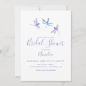 Drachenfliegen Handgemalt Lila blaues Brautparty Einladung (Vorderseite)