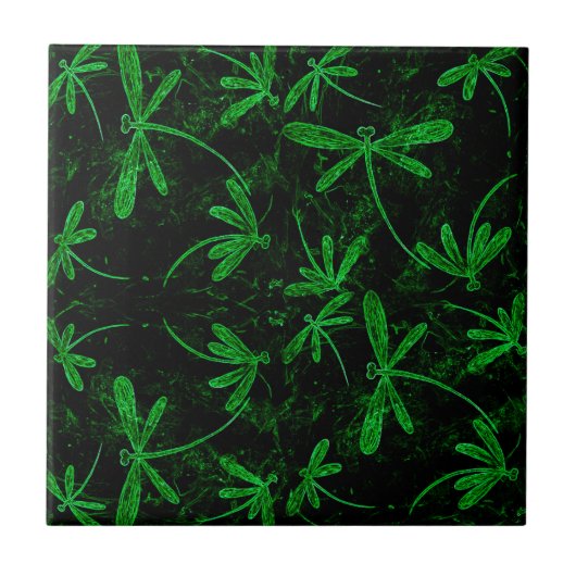Drachenfliegen Neon Green Tile Fliese (Vorderseite)