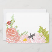 Drachenfliegen Rose Wasserfarben-Garten Babydusche Einladung (Rückseite)