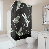 Drachenfliegen Schwarz und Weiß transparent Duschvorhang (Beispiel)