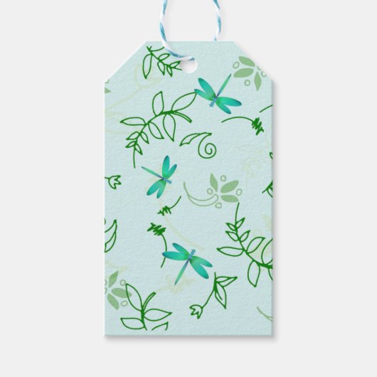 Drachenfliegen und Blume - Geschenktasten Geschenkanhänger (Vorderseite)