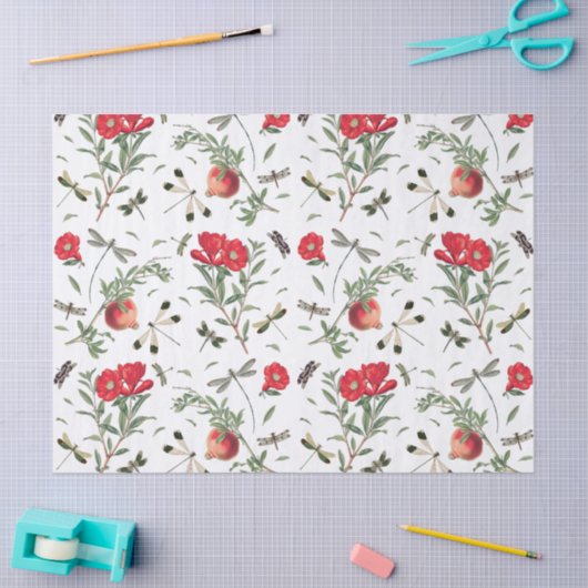 Drachenfliegen und Granatäpfel Seidenpapier (Basteln)